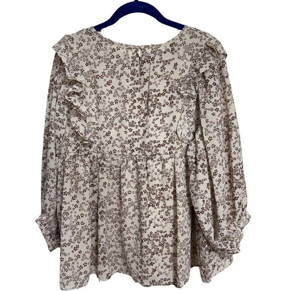 NWOT &Merci Floral Ruffle Blouse Womens Size Medium - Picture 4 of 8
